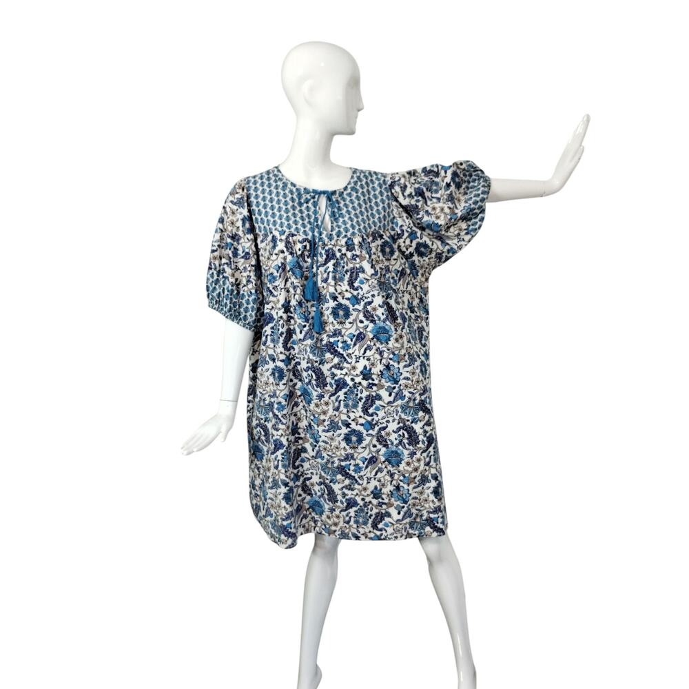 Knox Rose Women's size XXL Bohemian Floral Tassel Peasant Puff MuMu‎ Loose Dress